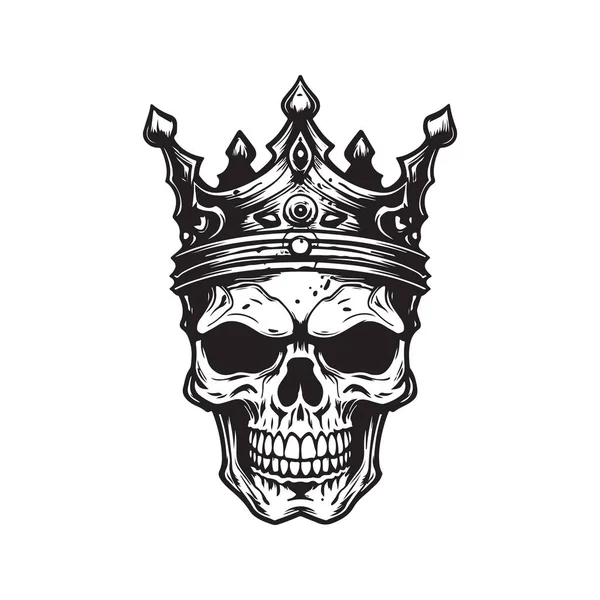 Нежить Король Винтажный Логотип Линии Художественной Концепции Черно Белый Цвет — стоковый вектор
