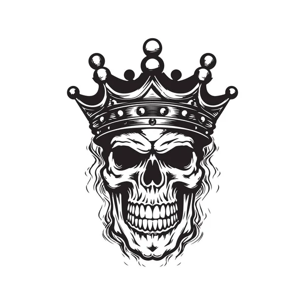 Undead King Vintage Logo Line Art Concept Black White Color — Stock Vector
