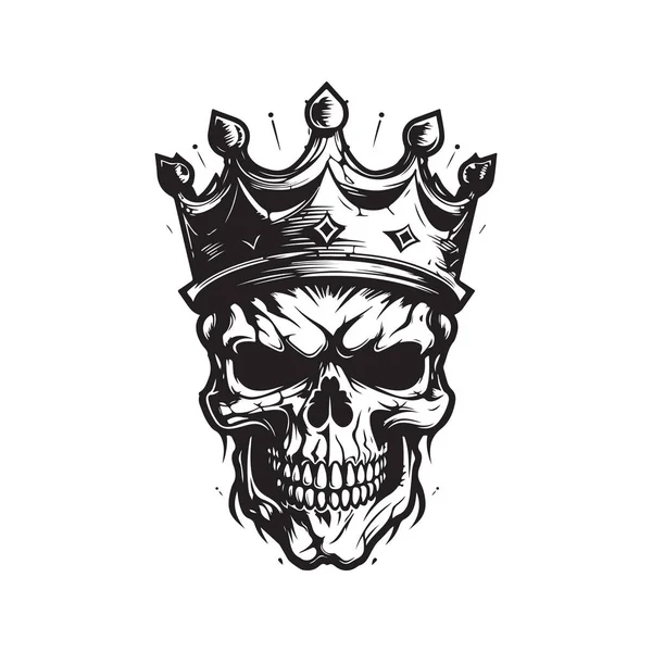 Undead King Vintage Logo Line Art Concept Black White Color — Stock Vector