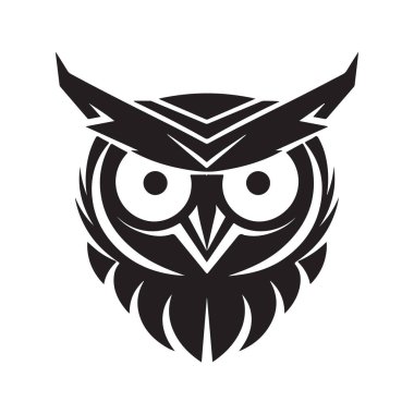 Baykuş, klasik logo çizgisi sanat konsepti siyah-beyaz renk, el çizimi illüstrasyon