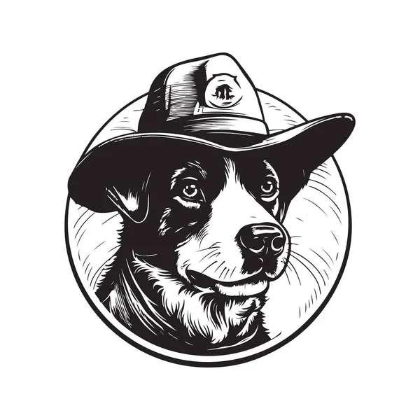Pies Noszenie Chłopiec Harcerski Kapelusz Vintage Logo Linia Sztuka Koncepcja — Wektor stockowy