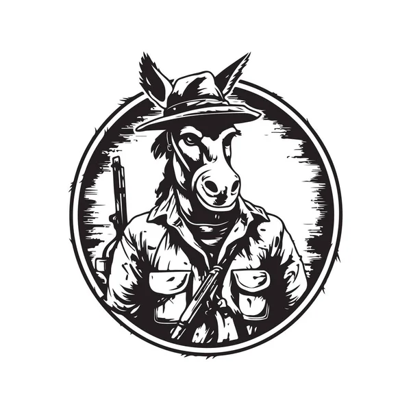 Ослиный Оружейник Винтажный Логотип Линия Художественная Концепция Черно Белый Цвет — стоковый вектор