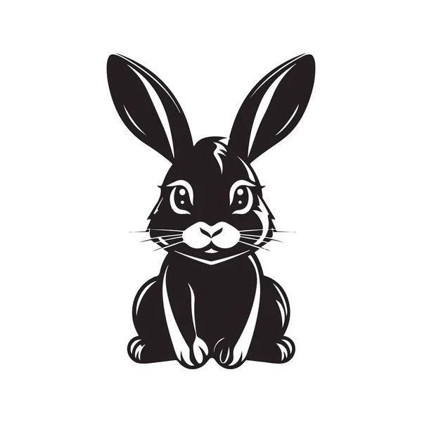 Милий Кролик Вінтажний Логотип Концепт Лінії Мистецтва Чорно Білий Колір — стоковий вектор