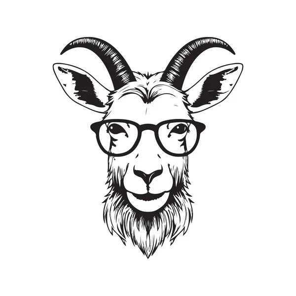 Goat Hipster Vintage Logo Line Art Concept Black White Color — Stock Vector