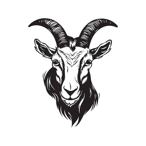 Goat Mascot Vintage Logo Line Art Concept Black White Color — Stock Vector