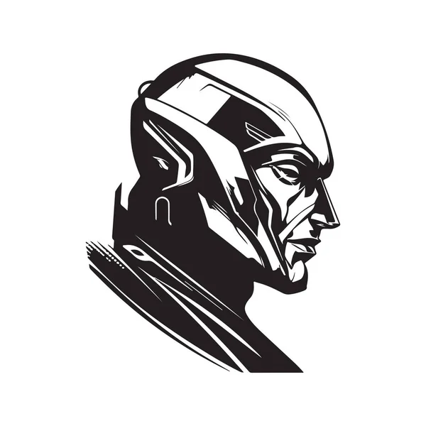 High Tech Mann Aus Der Zukunft Vintage Logo Linie Kunstkonzept — Stockvektor