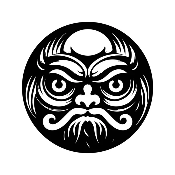 Дарума Винтажный Логотип Линии Художественной Концепции Черно Белый Цвет Ручной — стоковый вектор