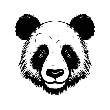 panda, klasik logo çizgisi sanat konsepti siyah beyaz renk, el çizimi illüstrasyon