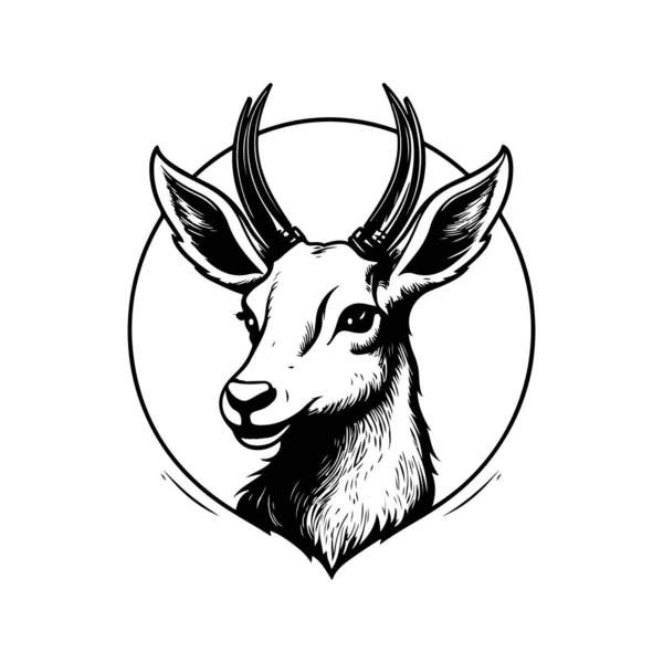 Musk Deer Vintage Logo Line Art Concept Black White Color — Stock Vector