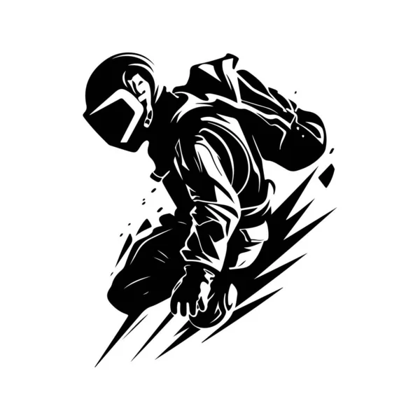 極端なスポーツベースジャンプ ヴィンテージロゴラインアートコンセプト黒と白の色 手描きイラスト — ストックベクタ