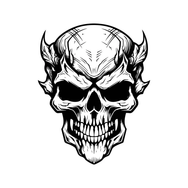 Hype Beast Skull Vintage Logo Line Art Concept Black White — Stock Vector