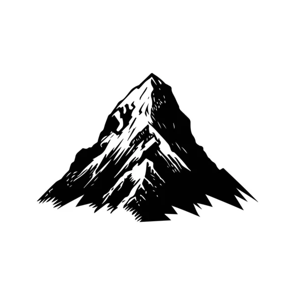 Горы Винтажный Логотип Линия Художественная Концепция Черно Белый Цвет Ручной — стоковый вектор