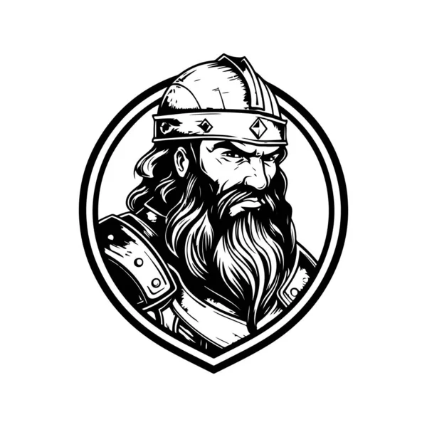 Паладин Бородой Винтажный Логотип Линии Художественной Концепции Черно Белый Цвет — стоковый вектор