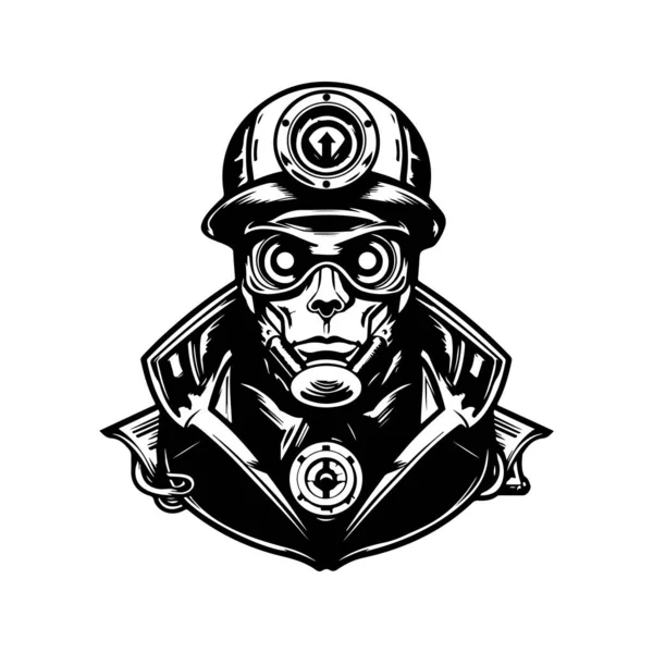 Cyborg Medic Vintage Logo Line Art Concept Schwarz Weiß Farbe — Stockvektor