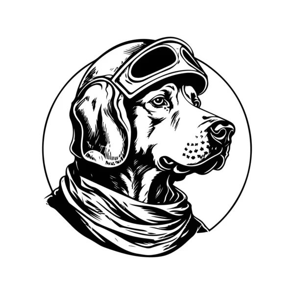Historian Dog Vintage Logo Line Art Concept Black White Color — Stock Vector