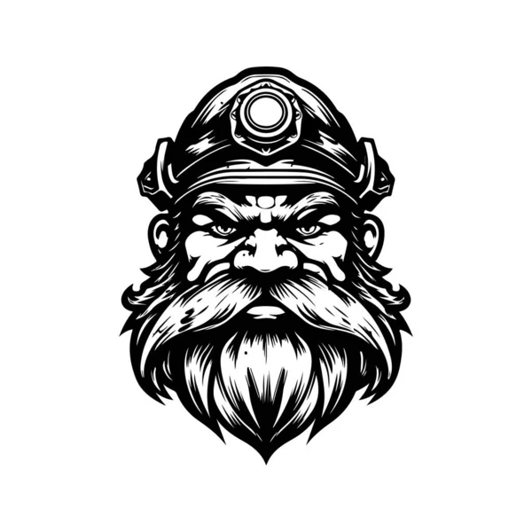 Карлик Винтажный Логотип Линия Художественная Концепция Черно Белый Цвет Ручной — стоковый вектор