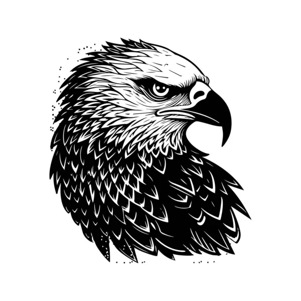 Águila Concepto Arte Línea Logotipo Vintage Color Blanco Negro Ilustración — Vector de stock