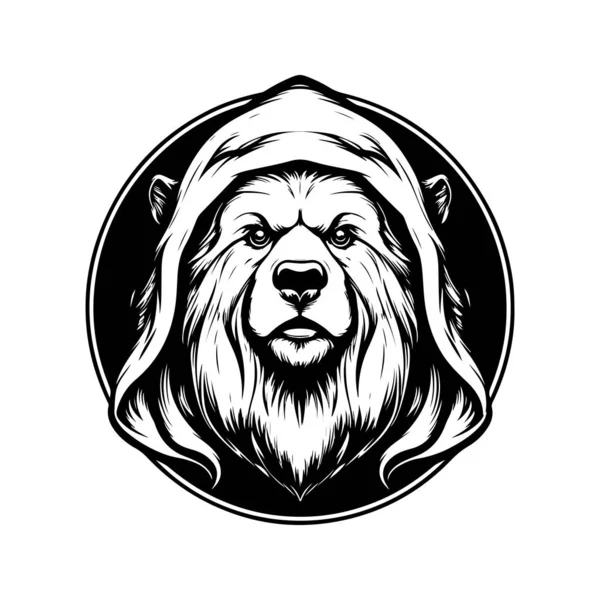 Антропоморфний Кодіак Вінтажний Логотип Лінії Мистецтва Концепція Чорно Білого Кольору — стоковий вектор