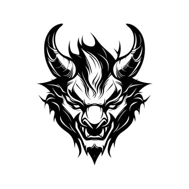 Kobold, klasik logo çizgisi sanat konsepti siyah beyaz renk, el çizimi illüstrasyon