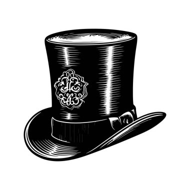 Aziz Patrick Günü şapkası, klasik logo çizgisi sanat konsepti siyah beyaz renk, el çizimi illüstrasyon