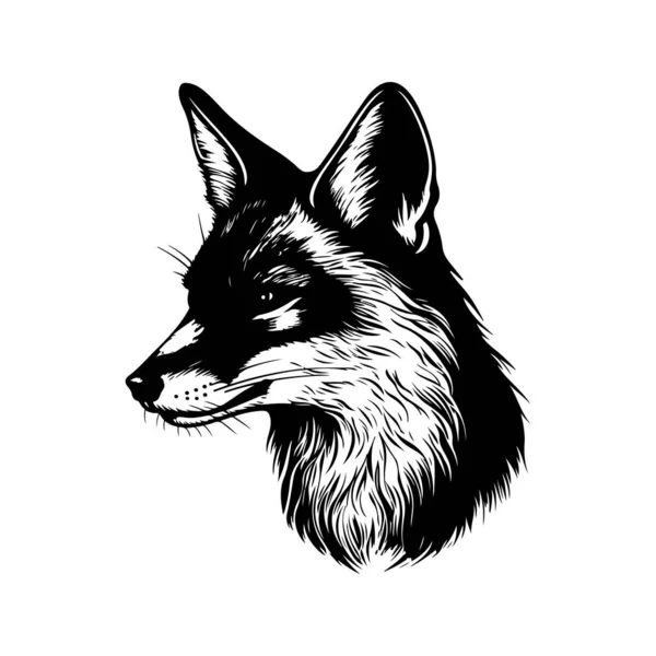 Fox Vintage Logo Line Art Concept Black White Color Hand — Stock Vector