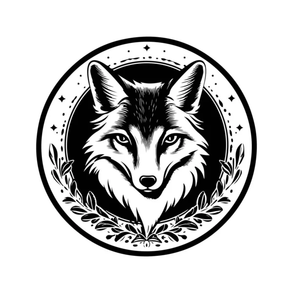 Лиса Винтажный Логотип Линии Художественной Концепции Черно Белый Цвет Ручной — стоковый вектор