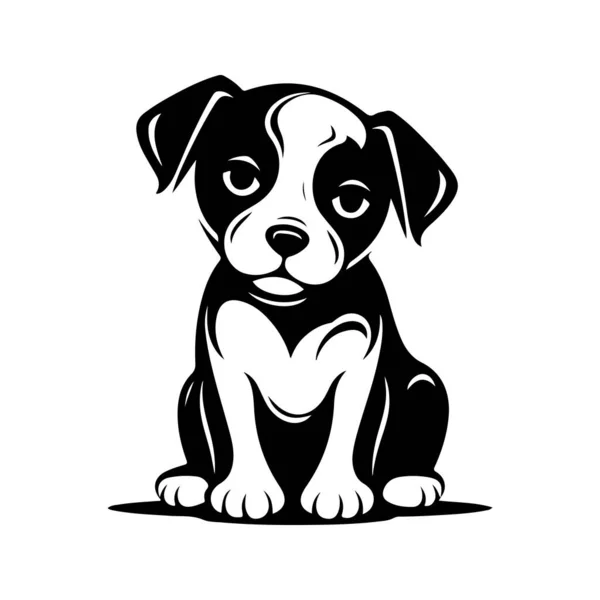 Köpek Yavrusu Klasik Logo Çizgisi Sanat Konsepti Siyah Beyaz Renk — Stok Vektör