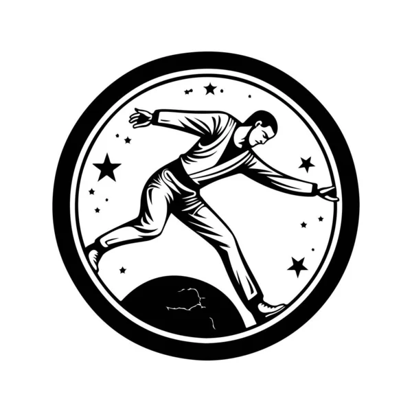 Akrobatisk Berusad Vintage Logo Linje Konst Koncept Svart Och Vit — Stock vektor