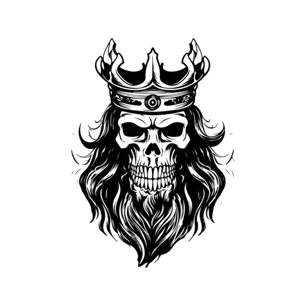 Призрак Король Винтажный Логотип Линии Художественной Концепции Черно Белый Цвет — стоковый вектор
