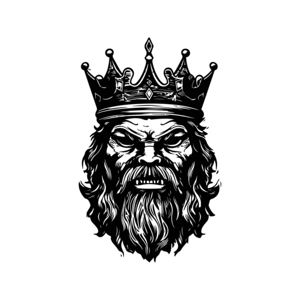 Ghost King Vintage Logo Lijn Kunst Concept Zwart Wit Kleur — Stockvector