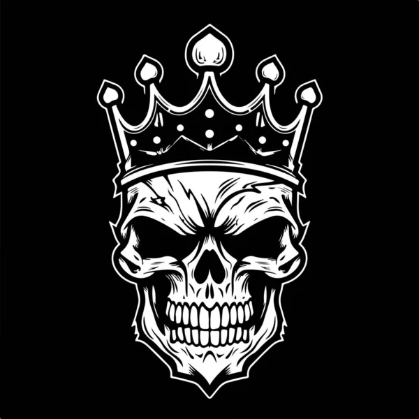 Hayalet Kral Klasik Logo Çizgisi Sanat Konsepti Siyah Beyaz Renk — Stok Vektör