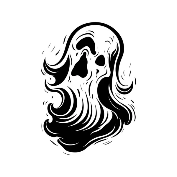 Ghost Vintage Logo Line Art Concept Black White Color Hand — Stock Vector