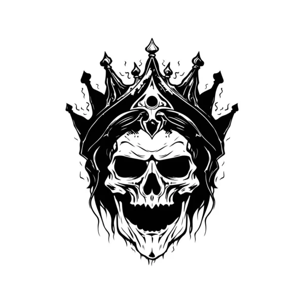 Tajemný Nemrtvý Duch Král Vintage Logo Linie Umění Koncept Černá — Stockový vektor