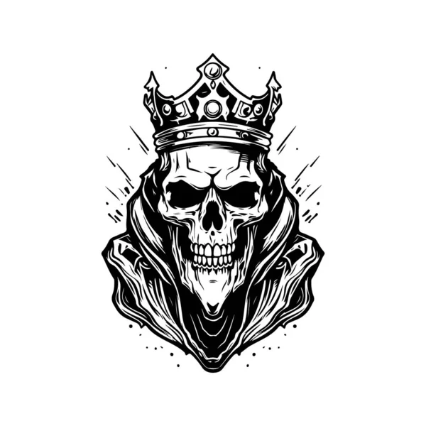 Mysterieuze Ondode Geest Koning Vintage Logo Lijn Kunst Concept Zwart — Stockvector