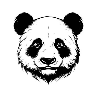 panda, klasik logo çizgisi sanat konsepti siyah beyaz renk, el çizimi illüstrasyon