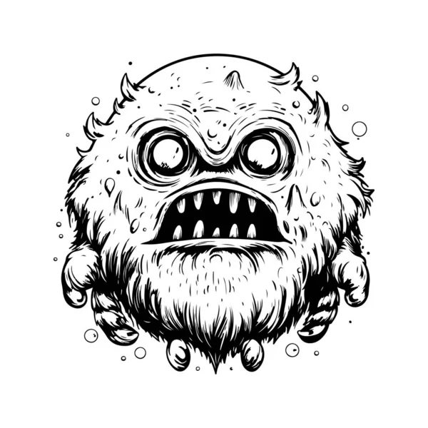 Ruimte Monster Vintage Logo Lijn Kunst Concept Zwart Wit Kleur — Stockvector