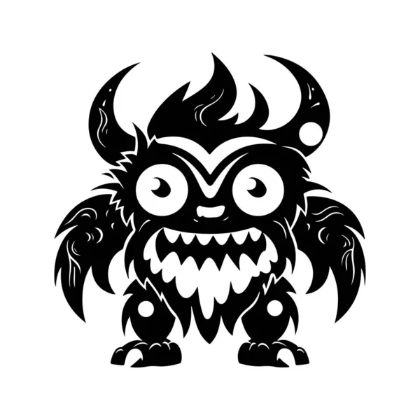 Монстр Существо Винтажный Логотип Линии Художественной Концепции Черно Белый Цвет — стоковый вектор