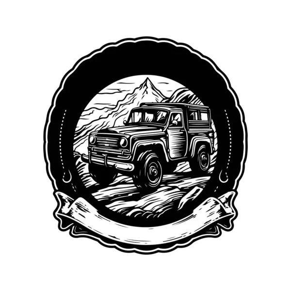 Road Vintage Logo Linje Konst Koncept Svart Och Vit Färg — Stock vektor