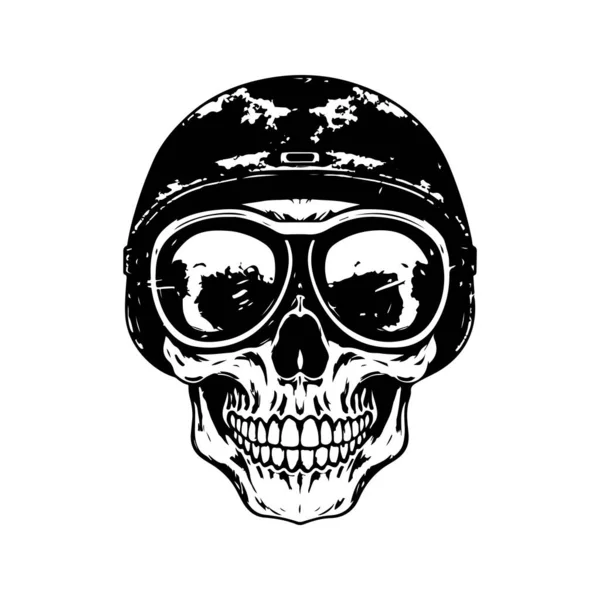 Skull Wearing Ski Goggles Vintage Logo Line Art Concept Black — Stock Vector