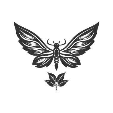 Aerodruid, klasik logo çizgisi sanat konsepti siyah beyaz renk, el çizimi illüstrasyon