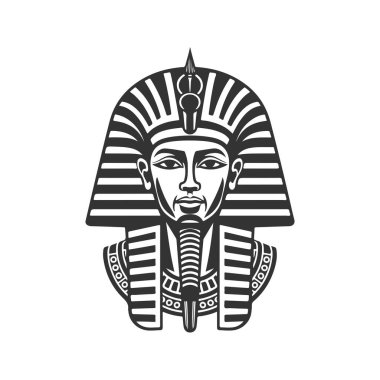 Eski Mısır Tanrısı, klasik logo çizgisi sanat konsepti siyah beyaz renk, el çizimi illüstrasyon