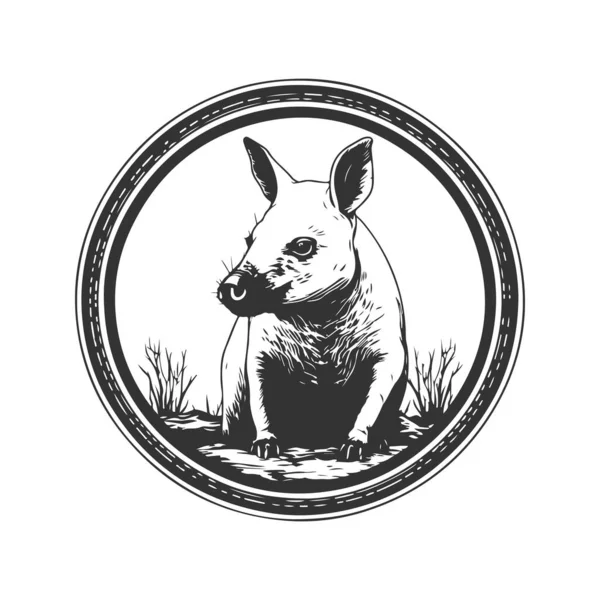 Aardvark Vintage Logo Ligne Art Concept Noir Blanc Couleur Illustration — Image vectorielle