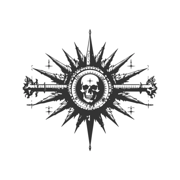 Искусная Линейка Винтажный Логотип Линия Художественная Концепция Черно Белый Цвет — стоковый вектор