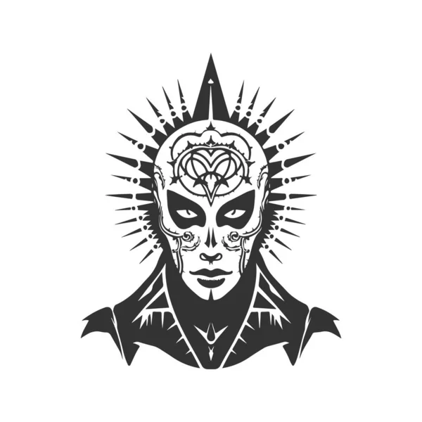 幻想のヘラルド ヴィンテージのロゴラインアートコンセプトブラックとホワイトカラー 手描きイラスト — ストックベクタ