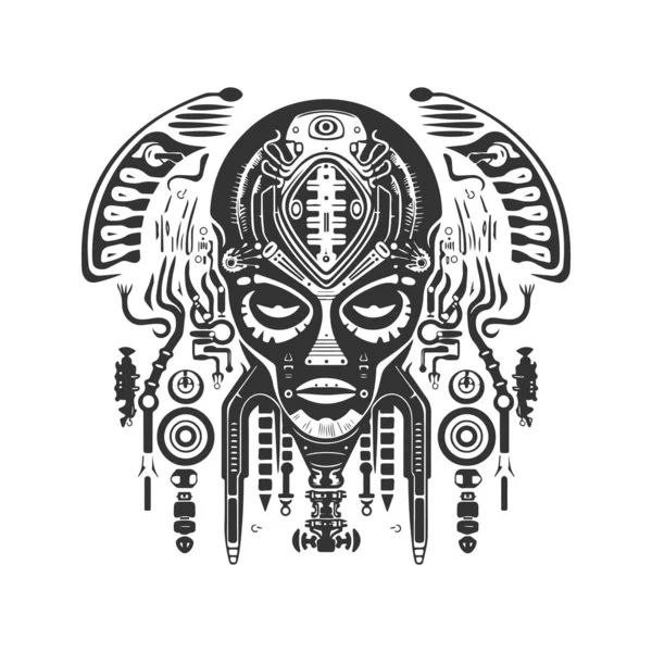 Иностранец Артефакт Винтажный Логотип Линии Художественной Концепции Черно Белый Цвет — стоковый вектор
