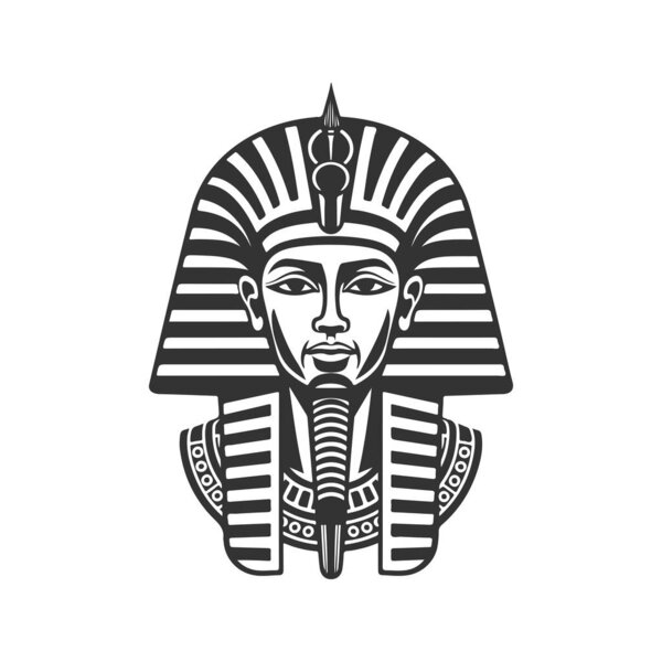ancient egypt god, vintage logo line art concept black and white color, hand drawn illustration