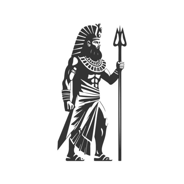 Antiguo Dios Egipto Concepto Arte Línea Logotipo Vintage Color Blanco — Vector de stock