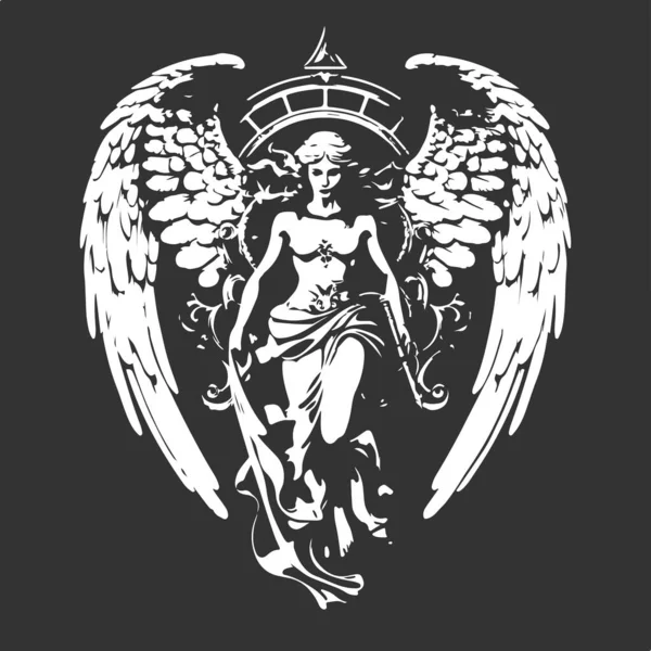 Ангел Драгоценностей Винтажный Логотип Линии Художественной Концепции Черно Белый Цвет — стоковый вектор