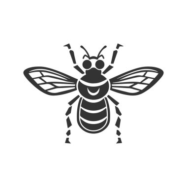 Kobalt eşekarısı dövüşçüsü, klasik logo çizgisi sanat konsepti siyah ve beyaz renk, el yapımı illüstrasyon