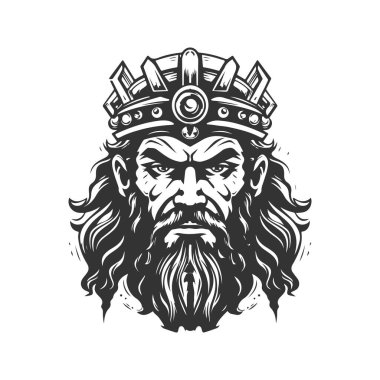 Cinereal temporal barbar, klasik logo çizgisi sanat konsepti siyah beyaz renk, el çizimi illüstrasyon